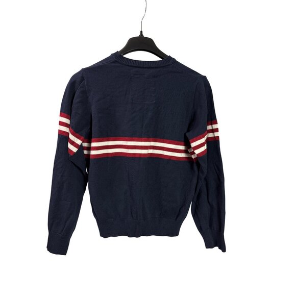 Equine Couture XL Stars & Stripes Sweater Navy Blue White Red Embroidered Horses - Picture 3 of 6